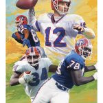 Paining for the Buffalo Bills Hall of Fame players featuring Jim Kelly, Andre Reed, Thurman Thomas and Bruce Smith