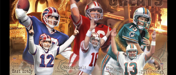 Dan Marino, Jim Kelly and Joe Montana - Steel City Greats - DAWES ART